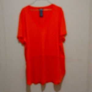 Premier orange v-neck athletic top vented bottom short sleeve plus size 2X